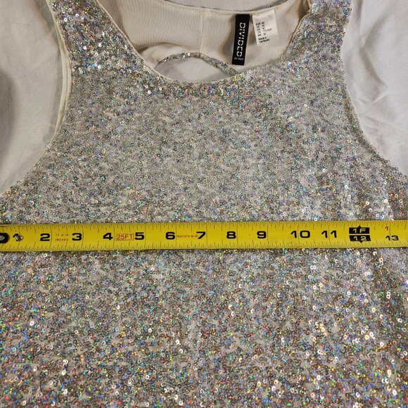 DIVIDED By H&M Sequin Embellished Sleeveless Open Back Mini Dress - Size 10 - Picture 9 of 11